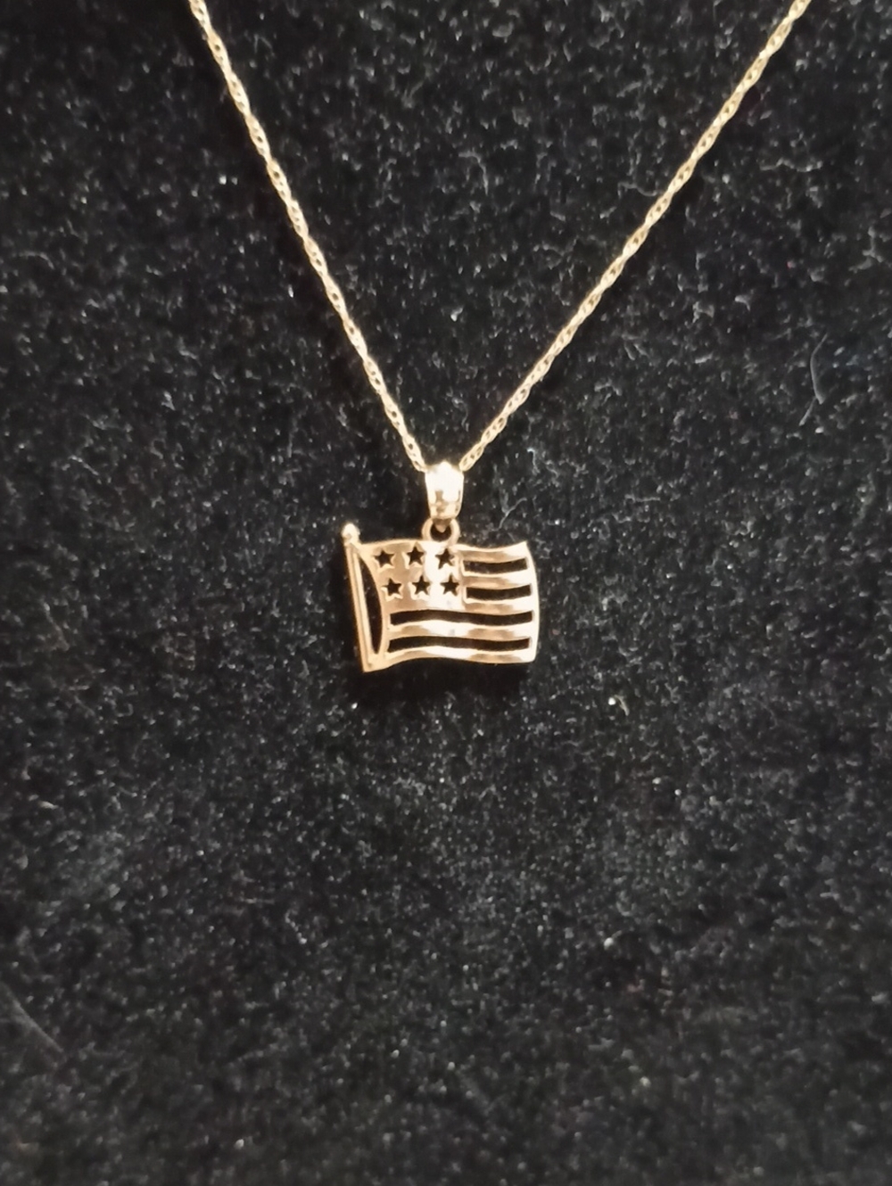 10k Yellow Gold American Flag Small Pendant Real Gold